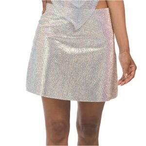 NWT House of Harlow 1960 Rhinestone Mini Skirt Size L